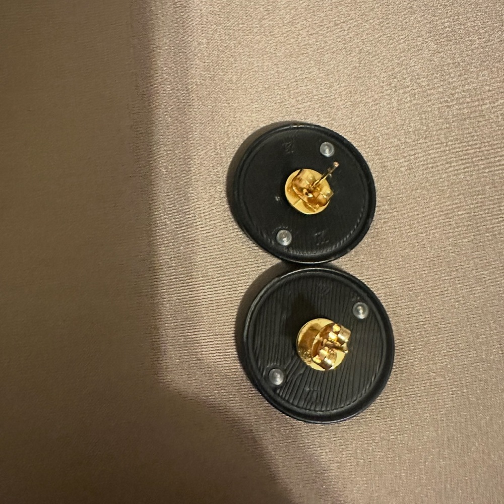 Luxury Gold and Black Repurposed upcycled 
Vintage Button Earrings classic - Picture 2 of 6